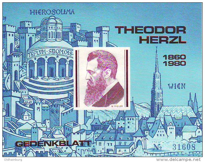 1109o: Österreich Gedenkblatt Theodor Herzl, Rare - Judaika, Judentum