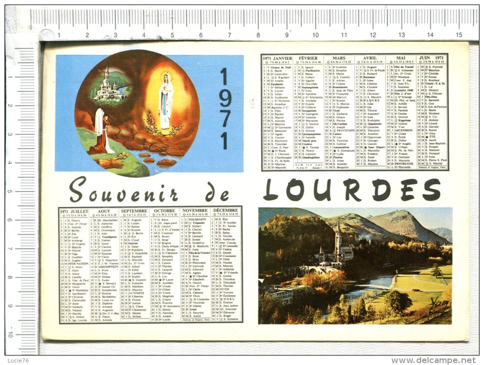 LOURDES -  Souvenir   1971  -  2 Vues Et Calendrier - Lourdes