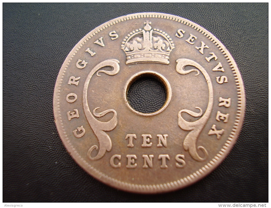 BRITISH EAST AFRICA USED TEN CENT COIN BRONZE Of 1951 - George VI. - British Colony