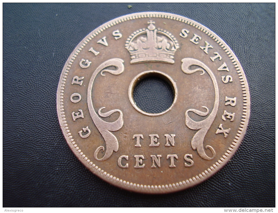 BRITISH EAST AFRICA USED TEN CENT COIN BRONZE Of 1951 - George VI. - British Colony