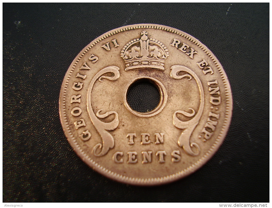 BRITISH EAST AFRICA USED TEN CENT COIN BRONZE Of 1945 SA - George VI. - British Colony