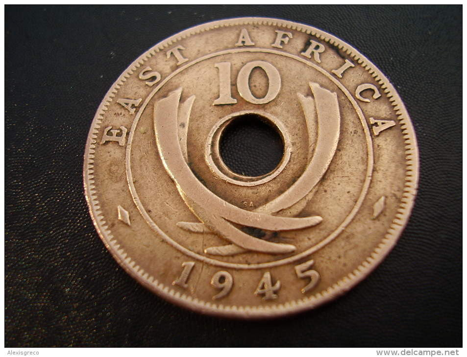 BRITISH EAST AFRICA USED TEN CENT COIN BRONZE Of 1945 SA - George VI. - British Colony