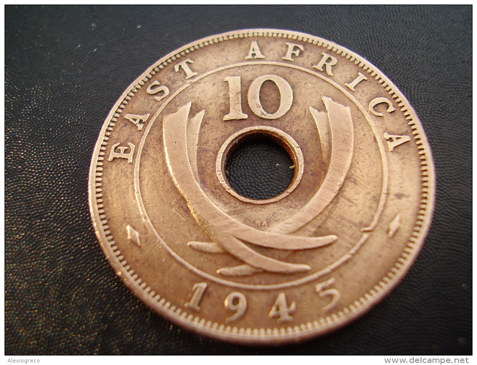 BRITISH EAST AFRICA USED TEN CENT COIN BRONZE Of 1945 SA - George VI. - Colonia Británica