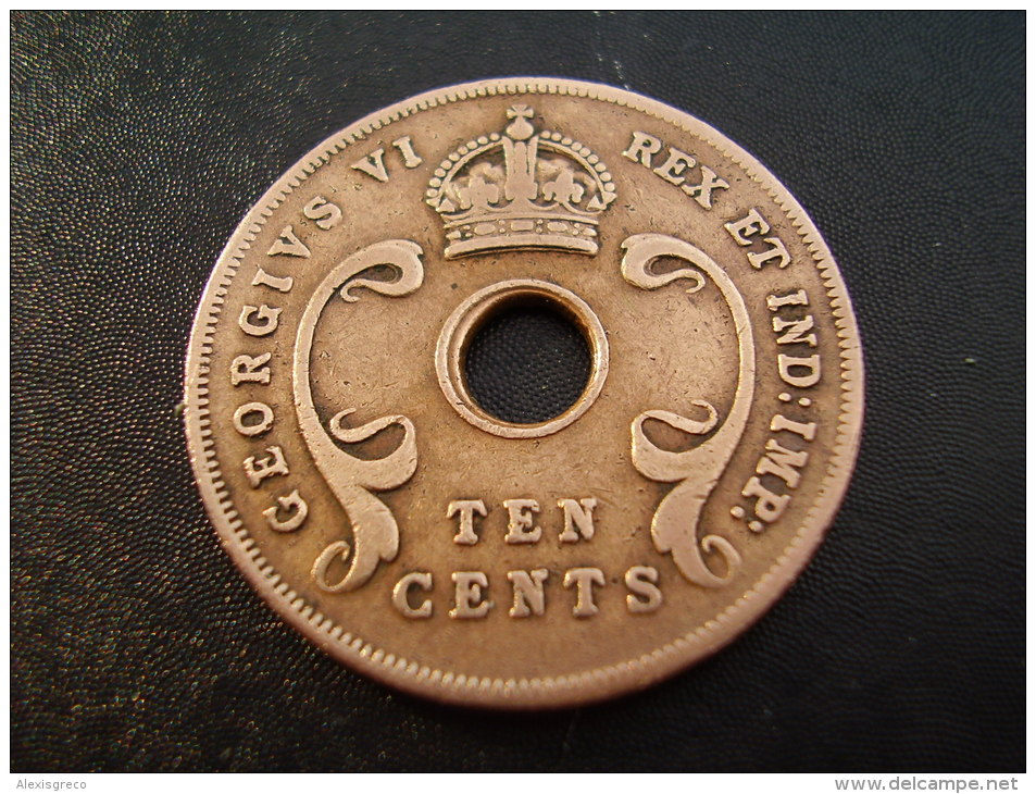 BRITISH EAST AFRICA USED TEN CENT COIN BRONZE Of 1945 SA - George VI. - Colonia Británica