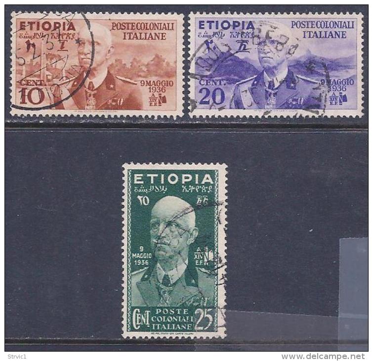 Ethiopia, Scott # N1-3 Used Victor Emmanuel Lll, 1936 - Ethiopia