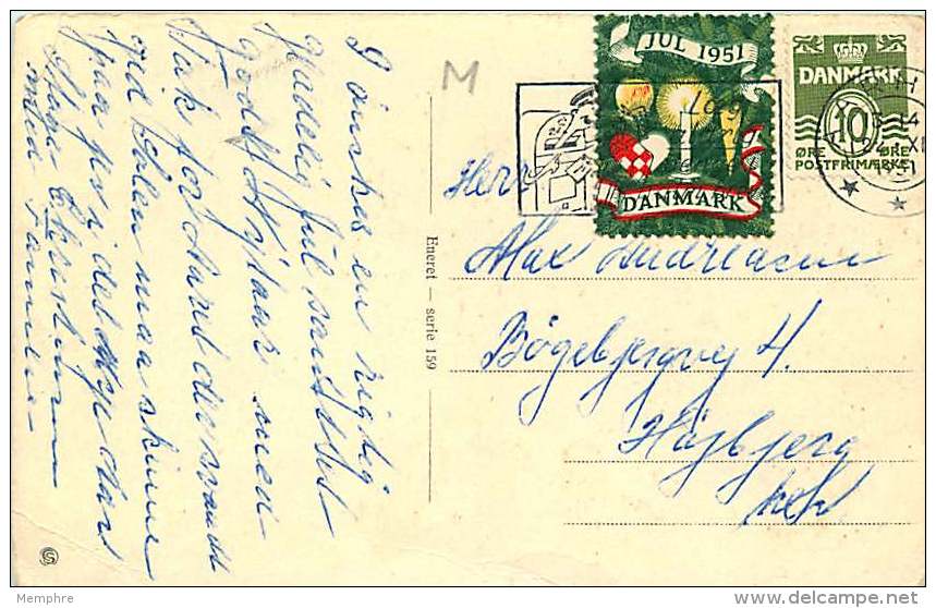 1951  Carte Postale De Souhaits Avec Timbres De Noël - Storia Postale