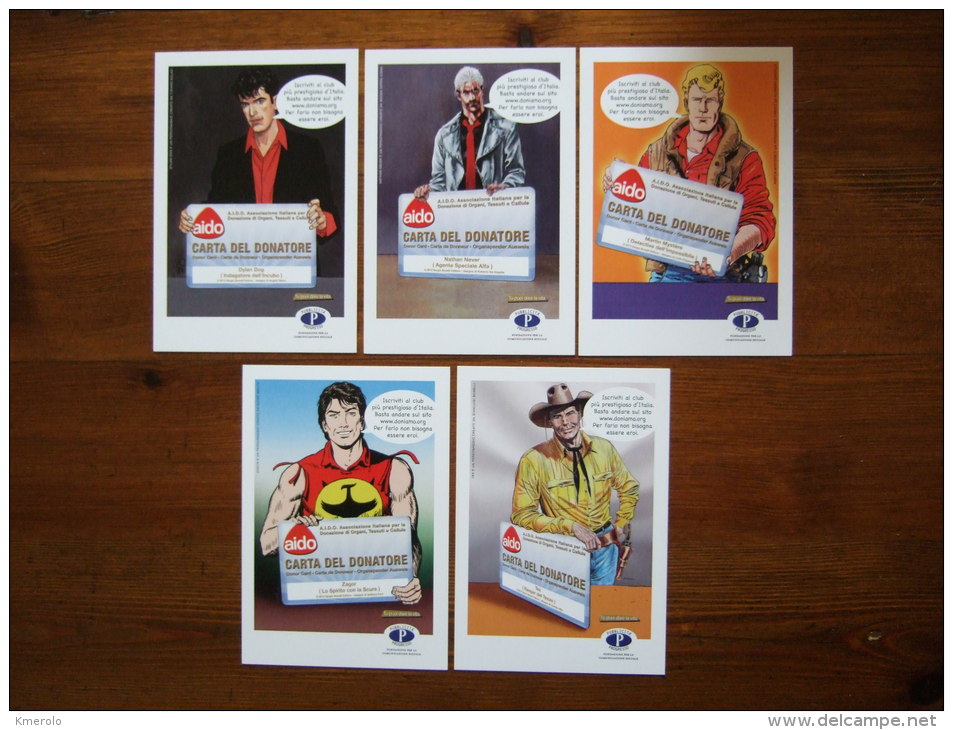 Tex, Zagor, Dylan Dog, Martin Myster Lot De 5 Cartes Postales - Stripverhalen