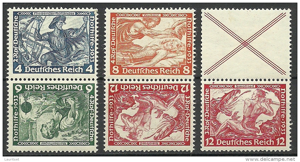 Deutsches Reich 1933 Lot Wagner Zusammendrucke MNH - Unused Stamps