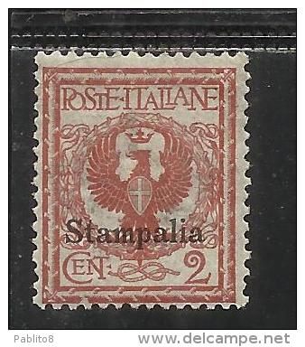 COLONIE ITALIANE EGEO 1912 STAMPALIA SOPRASTAMPATO D'ITALIA ITALY OVERPRINTED CENT. 2 CENTESIMI MNH - Aegean (Stampalia)