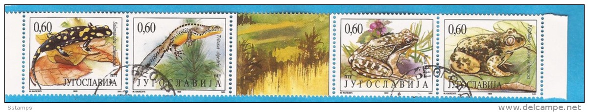 1995 X 2707-10  JUGOSLAVIJA FAUNA AMPHIBIANS, Frogs, Protected Animals  USED - Gebruikt