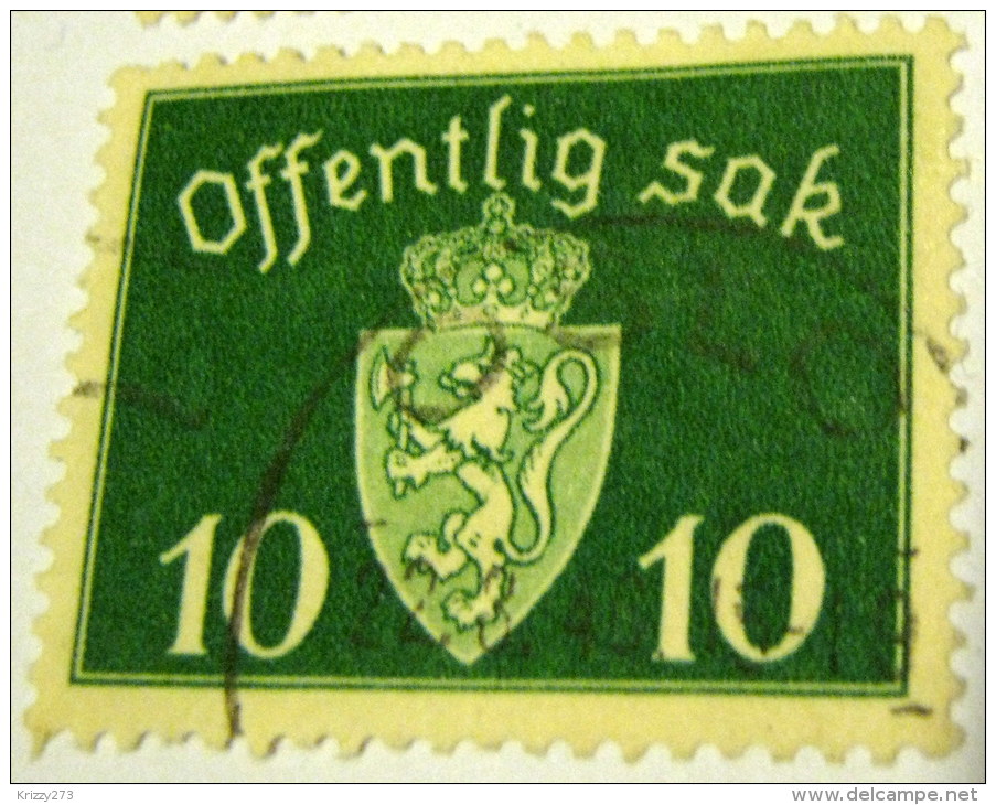 Norway 1937 Official Stamp 10ore - Used - Oficiales