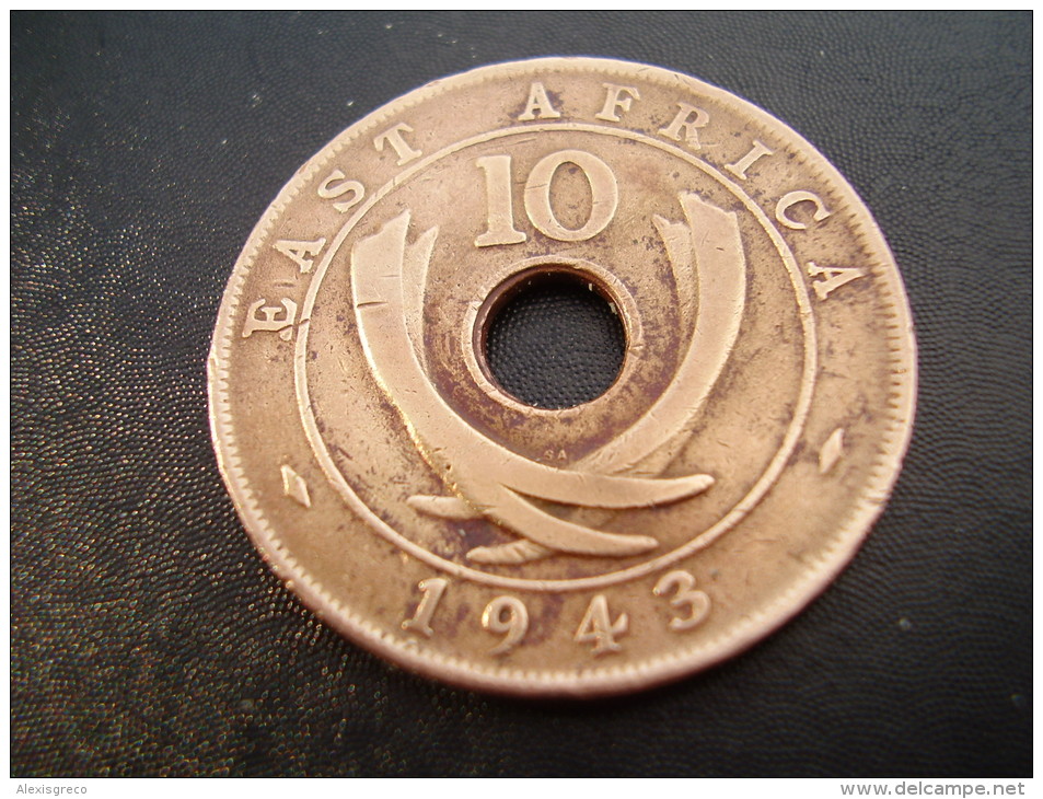 BRITISH EAST AFRICA USED TEN CENT COIN BRONZE Of 1943 SA - George VI. - Britische Kolonie