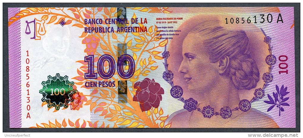 100 Pesos Série A N°10856130 UNC . - Argentina