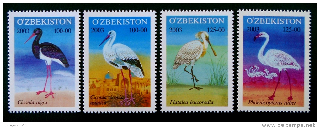 FAUNE PROTEGEE - OISEAUX RARES 2003 - NEUFS ** - YT 443/46 - MI 523/26 - Uzbekistan