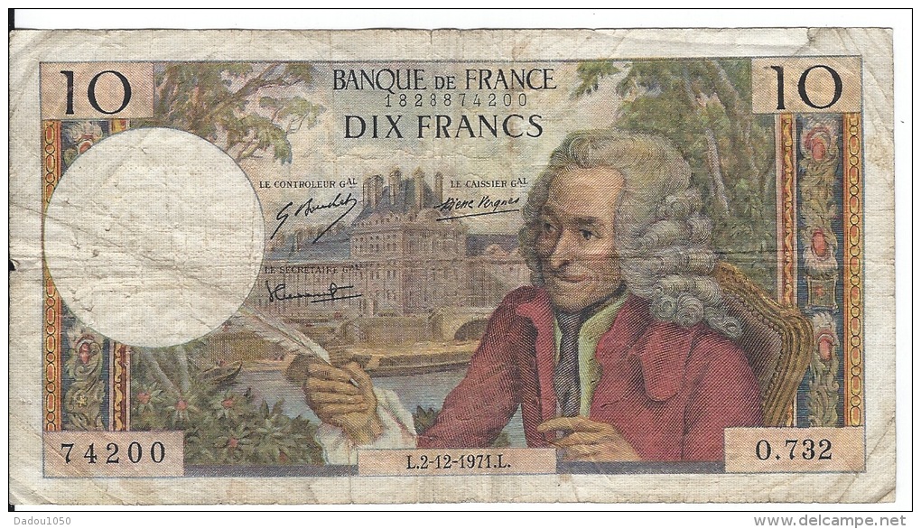 10 FRANCS VOLTAIRE - 10 F 1963-1973 ''Voltaire''