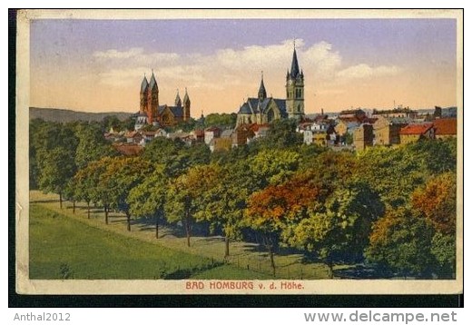 Litho Bad Homburg V.d.H. Panorama Kirche Häuser 7.10.1921 - Bad Homburg