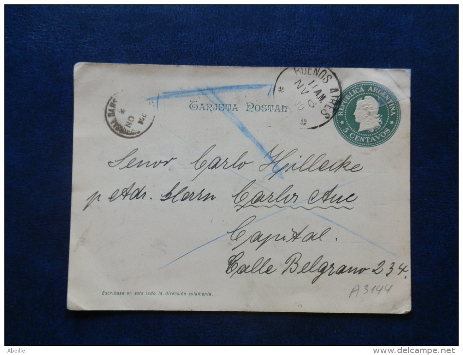 A3144A  CP   ARGENTINA  VERSO ILLUSTRE - Entiers Postaux