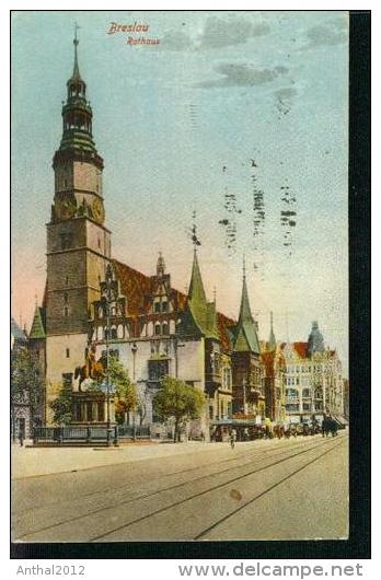Litho Breslau Wroclaw Rathaus 20.9.1926 Schlesien Straßenbahn-Schienen - Sudeten