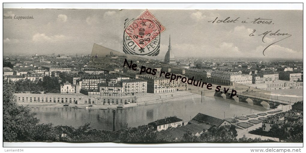- Torino - Panorama Visto Dal Monte Cappuccini En 1908, Double Carte, Splendide, Peu Courante, écrite, TBE, Scans. - Pistoia