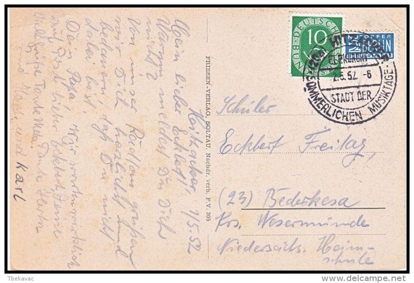 Germany 1952, Card "Lüneburger Heide"  W./ Special Postmark - Lüneburger Heide