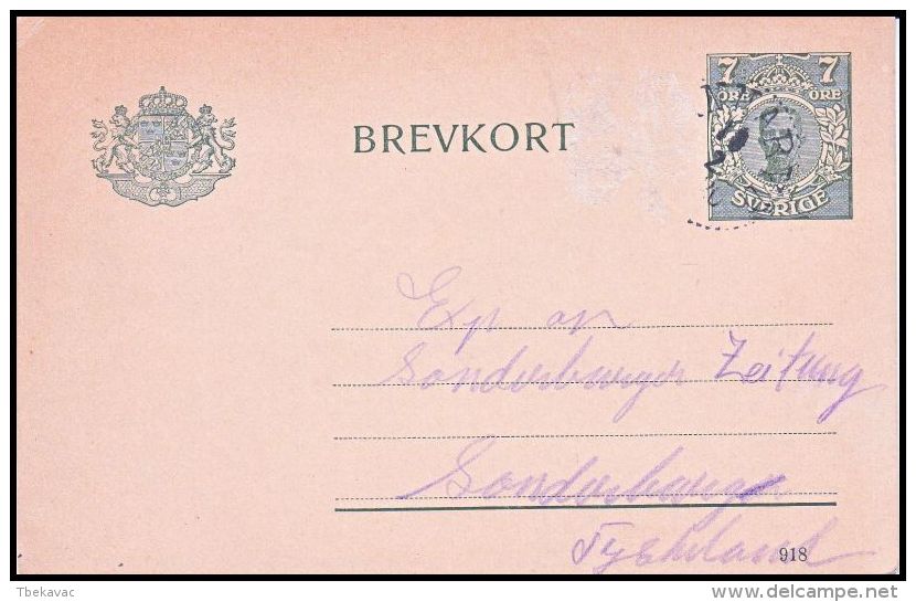Sweden, Postal Stationery - Entiers Postaux