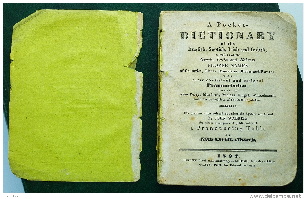 A Pocket Dictionary Of Proper Names 1823 J. Nossek London & Leipzig - 1800-1849