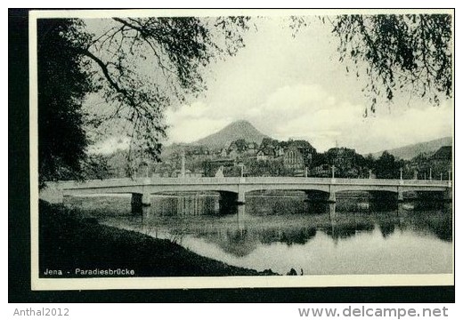 Jena Thüringen Paradies-Brücke Panorama Wohngebiet Zugstempel 8.8.1932 - Jena