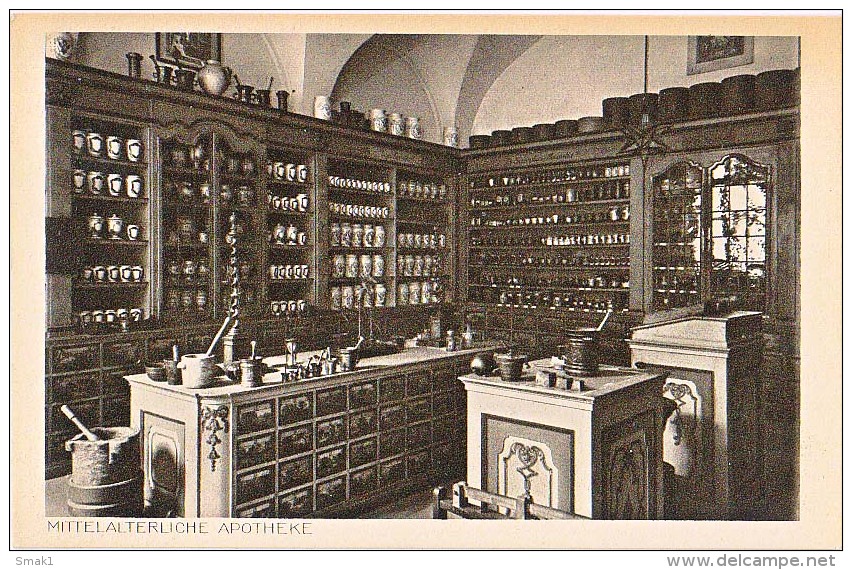 AK Mittelalterliche Apotheke OFFIZIELLE POSTKARTE DES "DEUTCHEN MUSEUMS"MÜNCHEN,VERLAG J.LINDAUERSCHE,Nr.9.OLD POSTCARD - Sonstige & Ohne Zuordnung