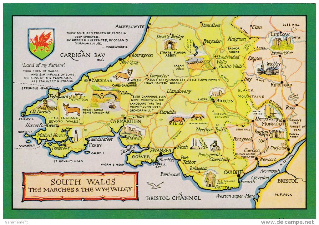 MAP CARD - SOUTH WALES.MARCHES @ WYE VALLEY - Cartes Géographiques