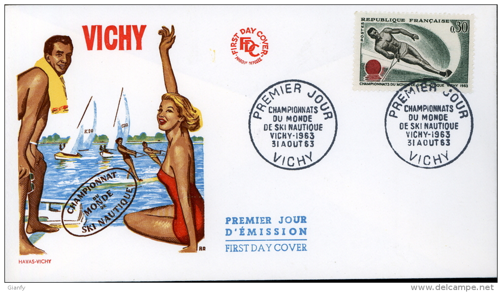 CAMPIONATI MONDIALI SCI NAUTICO VICHY 1963 FDC FRANCIA FRANCE - Ski Nautique