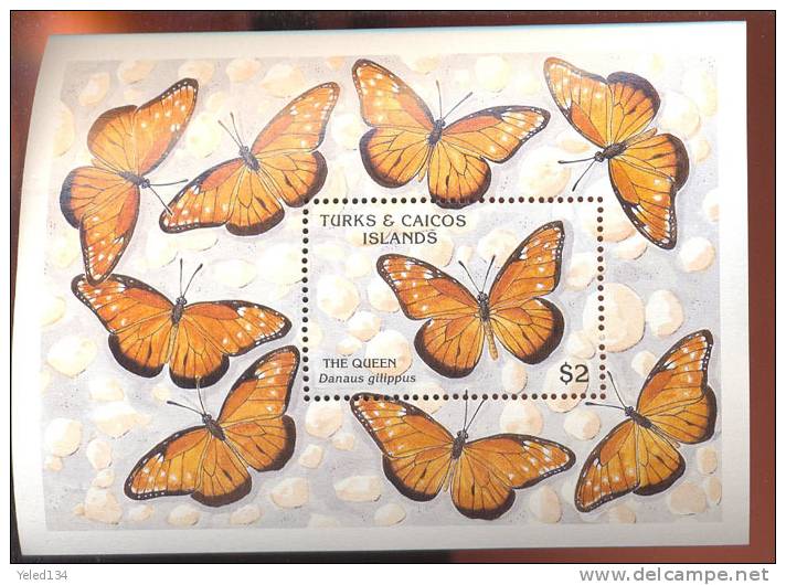 TURKS & CAICOS  ISLANDS  835  MINT NEVER HINGED SOUVENIR SHEET OF BUTTERFLIES - Farfalle