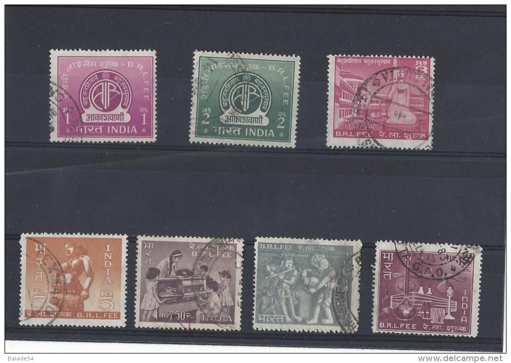 RARE ! Lot De 7 Timbres INDE - INDIA (timbre Fiscal)  Radio Licence Fee Revenue Stamps - Sonstige & Ohne Zuordnung