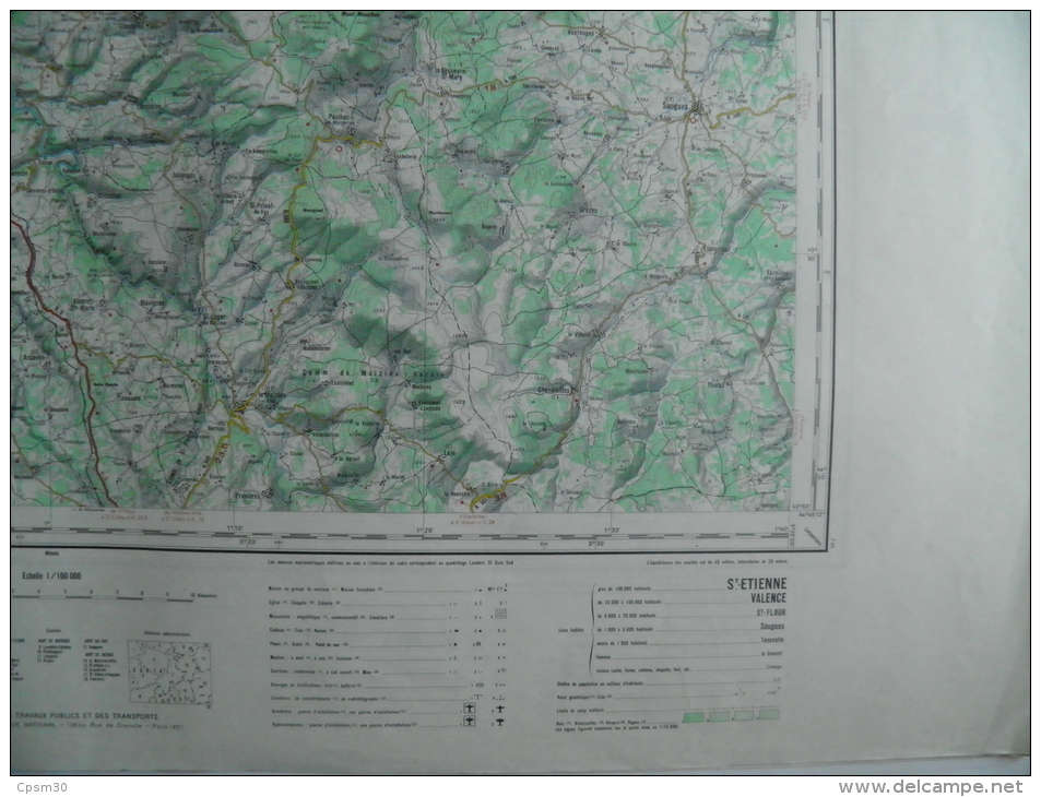 Carte Géographique - Saint FLOUR - échelle 1/100.000 ChapelleA/Neussargues Chavagnac/Langeac Lieutades/Neuvéglise Thoras - Topographische Karten