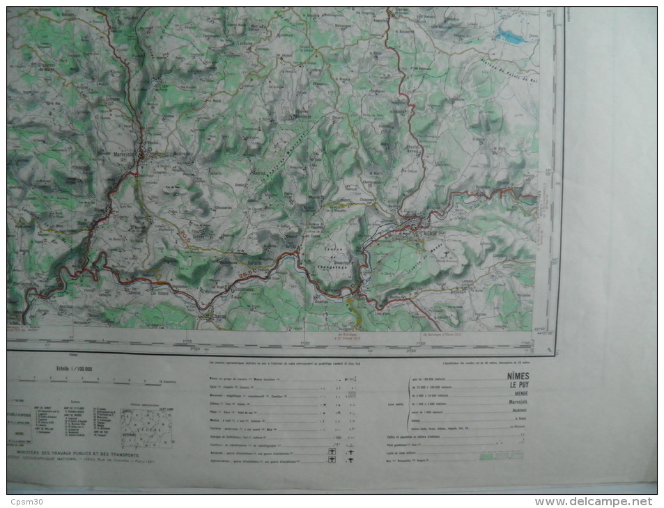 Carte Géographique - MENDE - échelle 1/100.000 Lacalm/St Urcize Ste Eulalie D´Olt/St Geniez D´Olt Balsiège/Brenoux - Topographische Karten