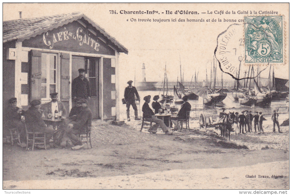 CPA 17 @ ILE D' OLERON @ LA COTINIERE @ Café De La Gaîté En 1907 - Homards Et Crevettes - Ile D'Oléron