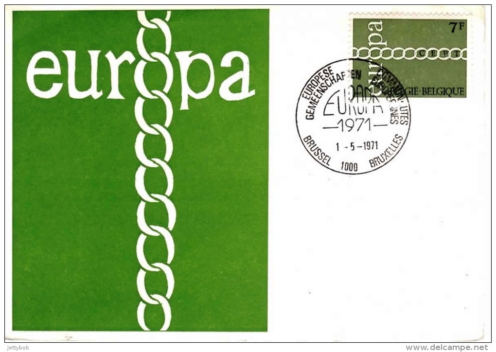 Unaddressed Illustrated Europa Postcard W 7Fr Europa Stamp Cancelled Brussels 01.05.71 - 1971-1980