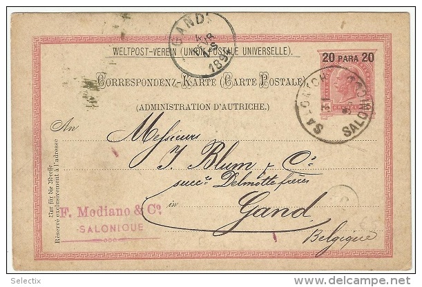 Greece 1894 Thessaloniki - Salonich To Belgium - Thessaloniki