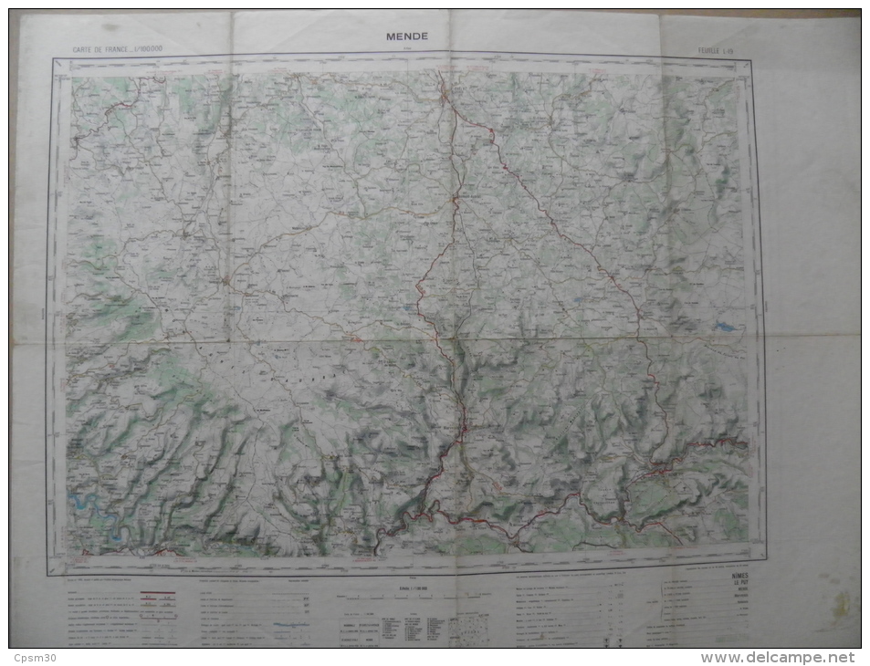 Carte Géographique - MENDE - 1/100.000 Lacalm/Jabrun St-Paul-le-F./Ste Eulalie Mandailles/Prades-d´Aubra C Brenoux/Mende - Topographische Karten