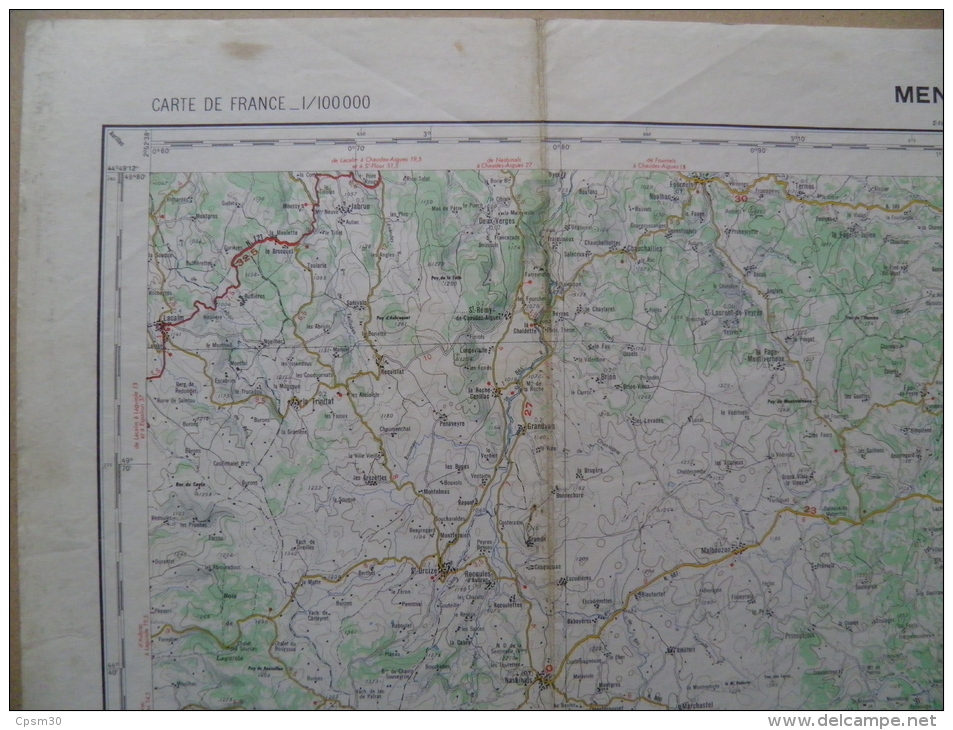 Carte Géographique - MENDE - 1/100.000 Lacalm/Jabrun St-Paul-le-F./Ste Eulalie Mandailles/Prades-d´Aubra C Brenoux/Mende - Topographische Karten