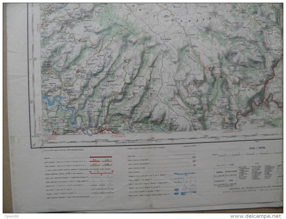 Carte Géographique - MENDE - 1/100.000 Lacalm/Jabrun St-Paul-le-F./Ste Eulalie Mandailles/Prades-d´Aubra C Brenoux/Mende - Topographische Karten