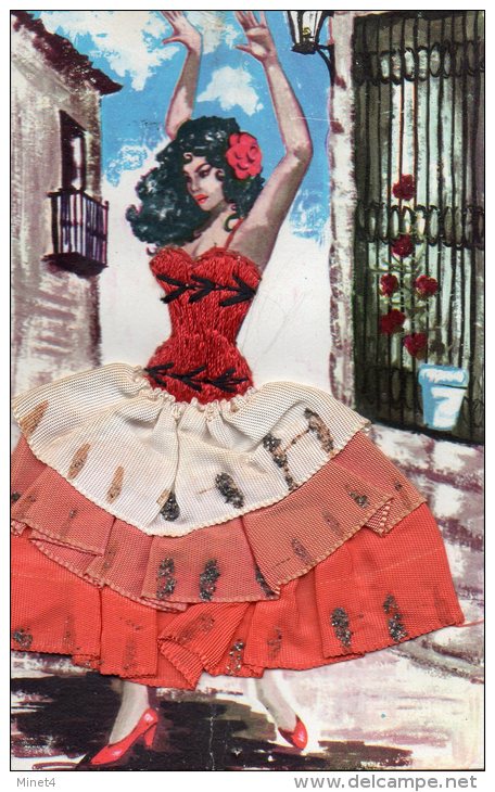 CARTE BRODEE DANSEUSE ESPAGNOLE - Dans