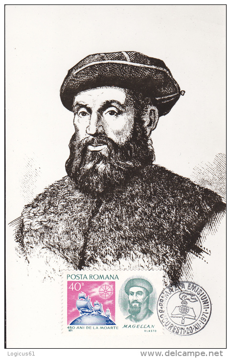 FERNANDO DE MAGELAN(1480-1521)NAVY  AND EXPLORER PORTUGAL,CM,MAXIM CARD,UNUSED,PERFECT SHAPE,ROMANIA - Esploratori