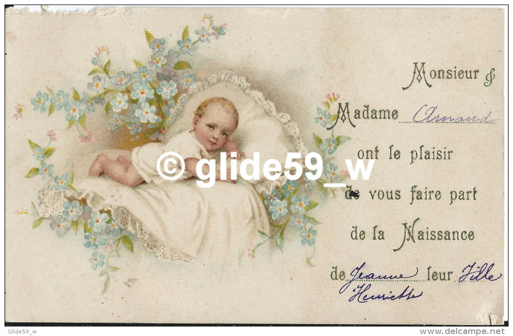 Carte Postale Faire Part De Naissance De Jeanne Henriette ARNAUD (février 1913) - Naissance & Baptême