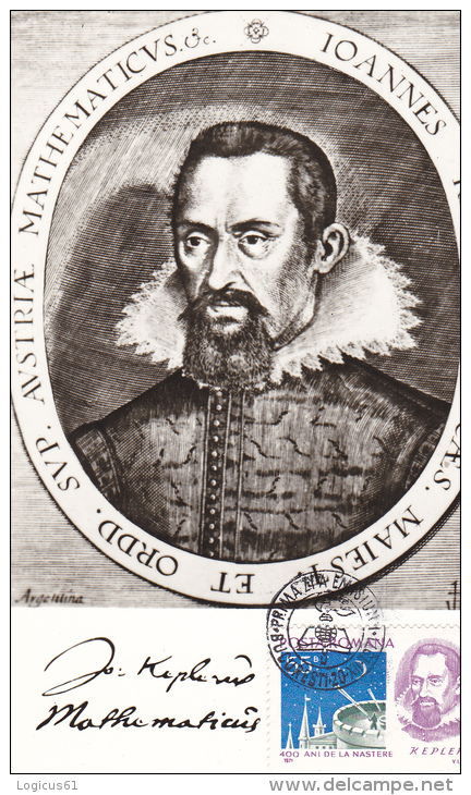 JOHANNES KEPLER (1571-1630), GERMAN ASTRONOMER,FOUNDER MODERN ASTRONOMI,CM,MAXIM CARD,UNUSED,PERFECT SHAPE,ROMANIA - Astrology