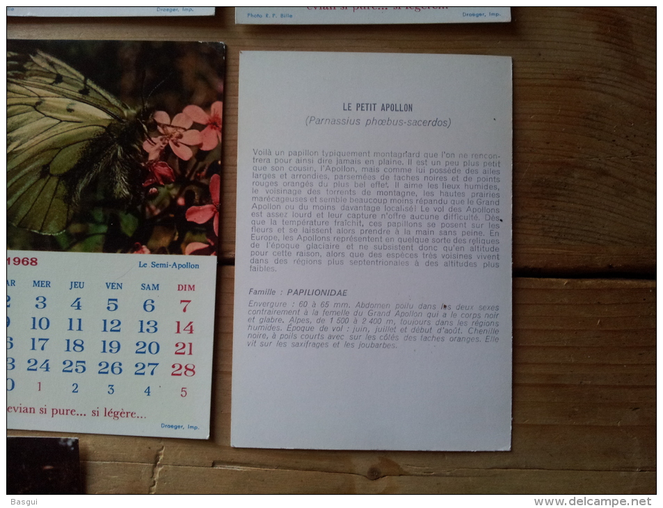 Lot De 20 Calendriers Mensuels Pub EVIAN, Theme Oiseaux Sur 2 Années - Small : 1961-70