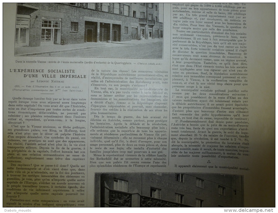 1927 Drame Ferroviaire Montenvers;VIENNE (Schweitzergarten,Fuchsenfeldhof.. Etc) ;Néouvielle ;Fourrures Révillon CANADA - L'Illustration