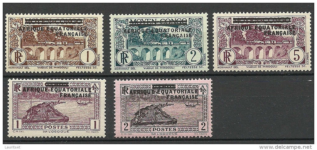 FRANKREICH 1936 Africa Equatoriale Michel 1 - 2 & 11 - 12 & 14 * - Nuevos