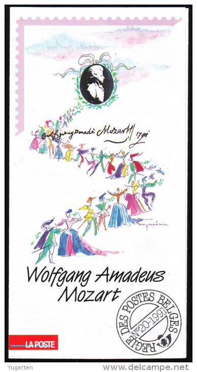 BELGIQUE BELGIUM 1991 - Notice Philatélique - Wolfgang Amadeus Mozart - Music