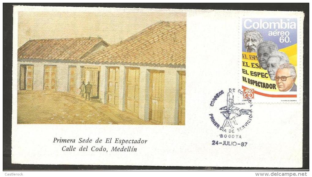 O) 1987 COLOMBIA, NEWSPAPER-FIRST BUILDING-EL ESPECTADOR, FDC F. - Colombie