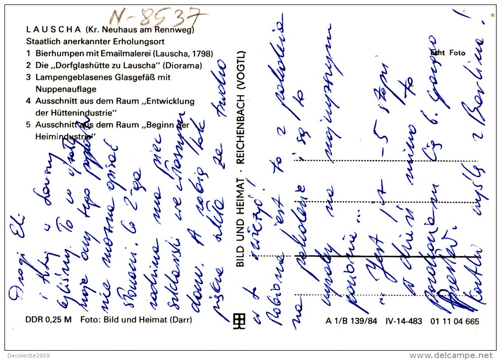 N8537 Lauscha Staalich Anerkannter Erholungsort   2 Scans - Lauscha